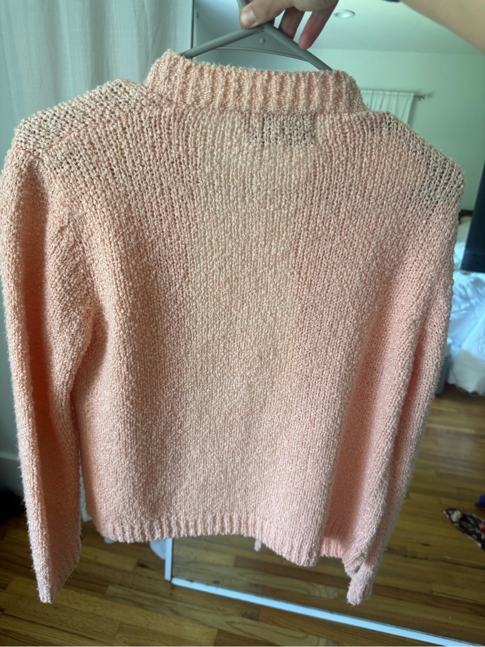 Vintage Light Pink Open-Front Women's Sweater - Picture 3 of 4